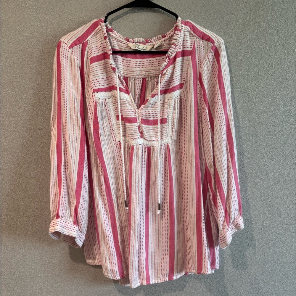 Chic Striped Pink and White Blouse